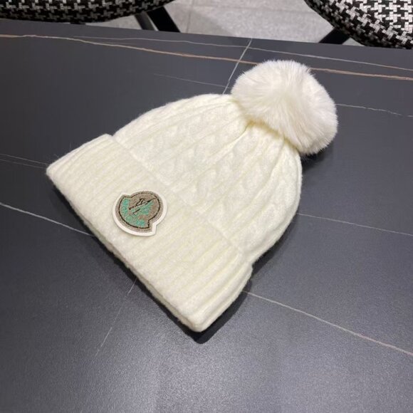 Moncler Women's White Wool Beanie with Pom-Pom Detail - Picture 8 of 8